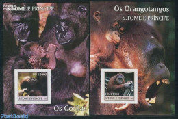 Sao Tome/Principe 2004 Monkeys 2 S/s, Imperforated, Mint NH, Nature - Animals (others & Mixed) - Monkeys - São Tomé Und Príncipe
