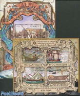 Mozambique 2013 Medieval Ships 2 S/s, Mint NH, Transport - Ships And Boats - Art - Handwriting And Autographs - Schiffe
