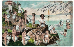 Bébés Multiples Et Leurs Pots De Chambre Au Bord De La Mer Série 319, Envoi 1905 - Babies
