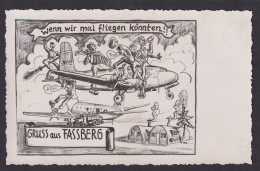 Fassberg Niedersachsen Ansichtskarte Künstler Scherzkarte Humor Flughafen - Other & Unclassified