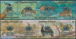 Burundi 1975 30 Years UNO 2x4v [:::], Mint NH, History - Nature - United Nations - Animals (others & Mixed) - Cat Family - Andere & Zonder Classificatie