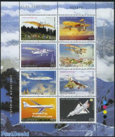 Albania 2001 Aeroplanes 8v M/s, Mint NH, Transport - Aircraft & Aviation - Space Exploration - Avions