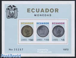 Ecuador 1973 Coins S/s Imperforated, Mint NH, Various - Money On Stamps - Munten