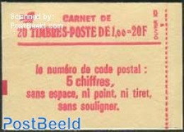 France 1977 Definitives Booklet, Sabine Red, 20x1.00, Brilliant Gum, Mint NH, Stamp Booklets - Nuovi