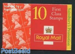 Great Britain 1995 Definitives Booklet, 10x1st, Questa, Sainsburys Promotion, Mint NH, Stamp Booklets - Other & Unclassified
