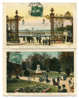 NANCY (54) - La Place Stanislas - Grilles Jean-Lamour Et Un Coin De La Pépinière - 2 Cartes Postales Colorisées. - Nancy