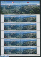 Liechtenstein 2013 Customs Treaty With Switzerland M/s, Mint NH, History - Sport - Flags - Mountains & Mountain Climbing - Unused Stamps