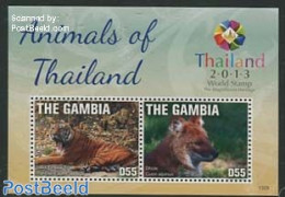 Gambia 2013 Animals Of Thailand 2v M/s, Mint NH, Nature - Animals (others & Mixed) - Cat Family - Gambia (...-1964)
