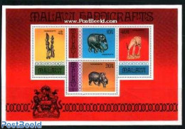 Malawi 1977 Handicrafts S/s, Mint NH, Nature - Elephants - Rhinoceros - Art - Art & Antique Objects - Malawi (1964-...)
