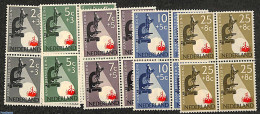 Netherlands 1955 Anti Cancer 5v Blocks Of 4, Mint NH, Health - Health - Neufs