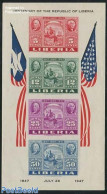 Liberia 1947 CIPEX, 100 Years Liberia S/s Imperforated, Mint NH, Philately - Stamps On Stamps - Stamps On Stamps