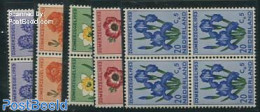 Netherlands 1953 Flowers 5v, Blocks Of 4 [+], Mint NH, Nature - Flowers & Plants - Ungebraucht