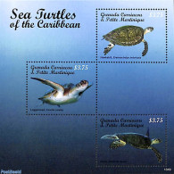Grenada Grenadines 2013 Turtles 3v M/s, Mint NH, Nature - Reptiles - Turtles - Grenade (1974-...)