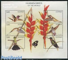 Guyana 1997 Hummingbirds 6v M/s, Mint NH, Nature - Birds - Woodpeckers - Hummingbirds - Guyane (1966-...)