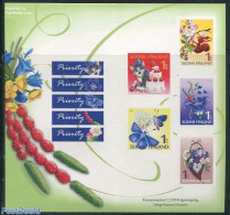 Finland 2014 Greeting Stamps 5v S-a In Foil Booklet, Mint NH, Nature - Various - Butterflies - Cats - Stamp Booklets -.. - Ungebraucht