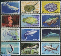 Samoa 2014 Definitives, Endangered Marine Life 12v, Mint NH, Nature - Fish - Sea Mammals - Turtles - Sharks - Poissons