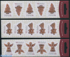 Hungary 2013 Christmas, 3 Foil Sheets, Mint NH, Religion - Christmas - Stamp Booklets - Ongebruikt