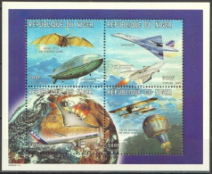 Niger 1999, Plane, Concorde, Ballon, Zeppelin, 4val In BF - Niger (1960-...)