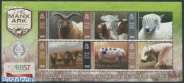 Isle Of Man 2014 The Manx Ark 6v M/s, Mint NH, Nature - Animals (others & Mixed) - Cattle - Horses - Man (Insel)