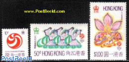 Hong Kong 1971 Hong Kong Festival 3v, Unused (hinged), Nature - Performance Art - Flowers & Plants - Dance & Ballet - Ungebraucht