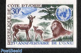 Ivory Coast 1970 United Nations 25th Anniversary 1v, Imperforated, Mint NH, History - Transport - Aircraft & Aviation - Unused Stamps