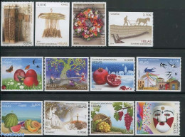 Greece 2014 12 Months In Folk Art 12v, Coil Stamps, Mint NH, Nature - Birds - Butterflies - Fruit - Horses - Wine & Wi.. - Ungebraucht