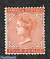 Jamaica 1883 4p. Brownred, WM CA-crown, Stamp Out Of Set, Unused (hinged) - Jamaique (1962-...)