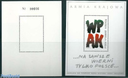 Poland 1992 Exile Army S/s, 5 Digit Control Nr On Backside, Font Antiqua, Mint NH, History - Militarism - World War II - Unused Stamps