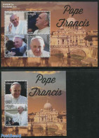 Liberia 2014 Pope Francis 2 S/s, Mint NH, Religion - Pope - Religion - Pausen