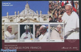 Gambia 2013 Pope Francis 4v M/s, Mint NH, Religion - Pope - Religion - Pausen