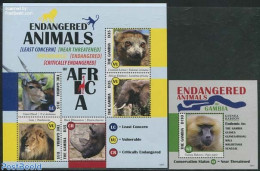 Gambia 2013 Endangered Animals 2 S/s, Mint NH, Nature - Animals (others & Mixed) - Cat Family - Elephants - Monkeys - .. - Gambia (...-1964)