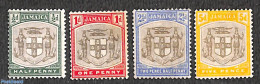 Jamaica 1903 Coat Of Arms 4v (WM Crown CA), Unused (hinged), History - Coat Of Arms - Jamaica (1962-...)