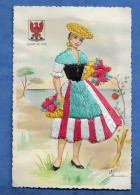 Carte Brodée - Plein Fil CONTE DE NICE Costume Régional Et Blason - 10/15 Elsi Gumier Reproduction Poupée LE FETICHE - Embroidered