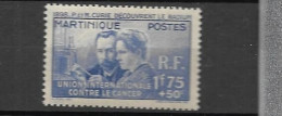 Martinique 1938 T M Curie  Cat Yt N°  167  N** MNH - Unused Stamps