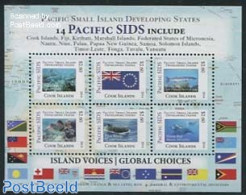Cook Islands 2014 Pacific SIDS 6v M/s, Mint NH, History - Nature - Flags - Fish - Sea Mammals - Poissons