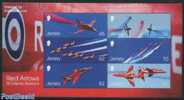 Jersey 2014 Red Arrows 6v M/s, Mint NH, Transport - Aircraft & Aviation - Airplanes