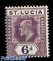 Saint Lucia 1904 6p, Lila/violet, WM Mult. Crown-CA, Stamp Out Of Set, Unused (hinged) - St.Lucia (1979-...)
