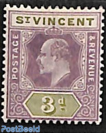 Saint Vincent 1902 3d, WM CA-Crown, Stamp Out Of Set, Unused (hinged) - St.Vincent (1979-...)