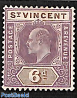 Saint Vincent 1902 6p, WM CA-Crown, Stamp Out Of Set, Unused (hinged) - St.Vincent (1979-...)