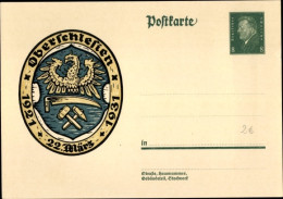 Entier Postal CPA Oberschlesien, 22. März, 1921 Bis 1931, Wappen, 8 Pfennig - Schlesien