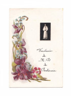 Souvenir De Notre-Dame De Pontmain, Statue Et Fleurs, Violettes - Santini