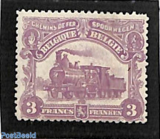 Belgium 1915 3Fr, Railway Stamp, Stamp Out Of Set, Unused (hinged), Transport - Ongebruikt