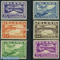 Iceland 1934 Airmail 6v, Unused (hinged), Transport - Various - Aircraft & Aviation - Maps - Ongebruikt