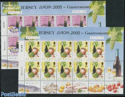 Jersey 2005 Europa, Gastronomy 2 M/ss, Mint NH, Health - History - Transport - Food & Drink - Europa (cept) - Ships An.. - Levensmiddelen