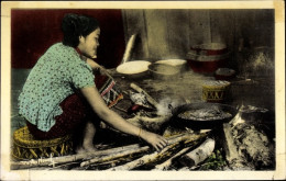CPA Xieng Khouang Laos, Junge Laotische Frau Beim Kochen - Chine