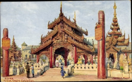 Kübstler CPA Flower, Charles, Burma Myanmar, Bridge House, Gate Of The Arakan Pagoda At Mandalay - China