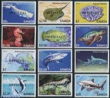 Samoa 2014 Official Overprints 12v, Mint NH, Nature - Fish - Reptiles - Sea Mammals - Turtles - Fische