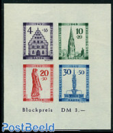 Germany, French Zone 1949 Baden, Freiburg Cathedral S/s Imperforated, Unused (hinged), Religion - Churches, Temples, M.. - Churches & Cathedrals