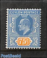 Sri Lanka (Ceylon) 1904 75c, WM Multiple Crown-CA, Stamp Out Of Set, Unused (hinged) - Sri Lanka (Ceylon) (1948-...)