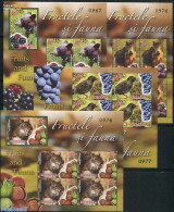 Romania 2014 Fruits & Animals 4 M/s (each With 4 Perforated And 1 Imperforated Stamp), Mint NH, Nature - Animals (othe.. - Nuevos